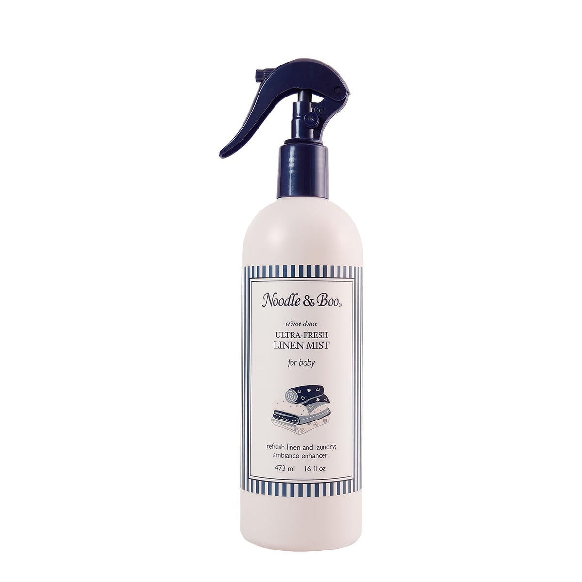 Noodle and Boo Linen Mist, a premium imported product from Curat Cart, refreshes linens for a delightful baby care experience.