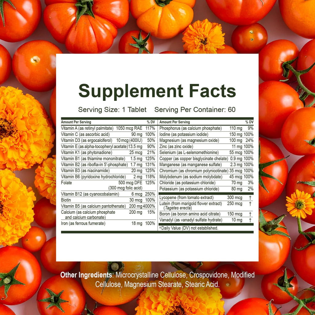 Noor Vitamins Daily Multivitamin supplement facts highlight essential nutrients. 100% Authentic, available at Curat Cart in India.