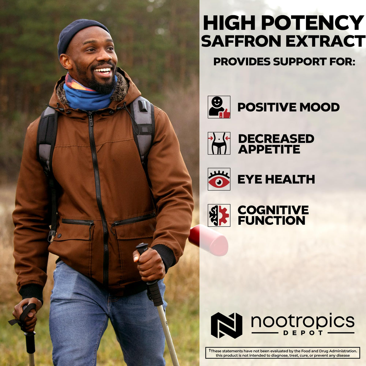 Boost your mood and cognitive function with Nootropics Depot Saffron Extract Capsules, verified by CuratCart.