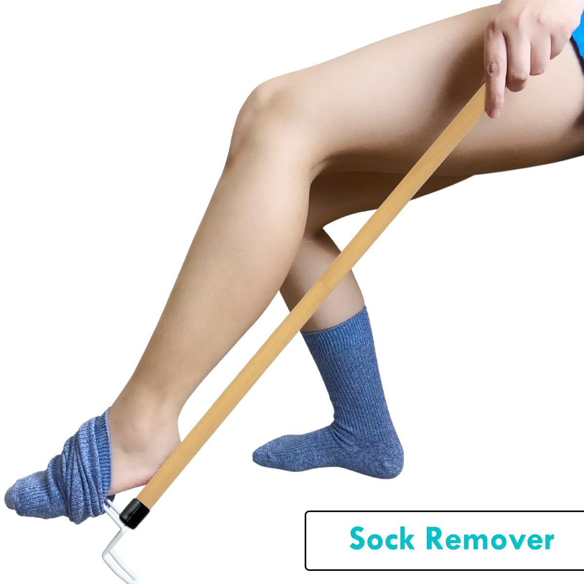 Nourislif Dressing Stick for Elderly, shown in use, features high-quality material for easy dressing. Available at Curat Cart.