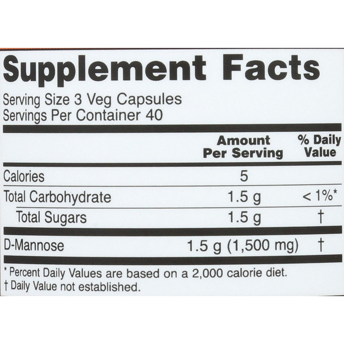 D-Mannose supplement label with serving details. Premium imported health support from CuratCart in India.
