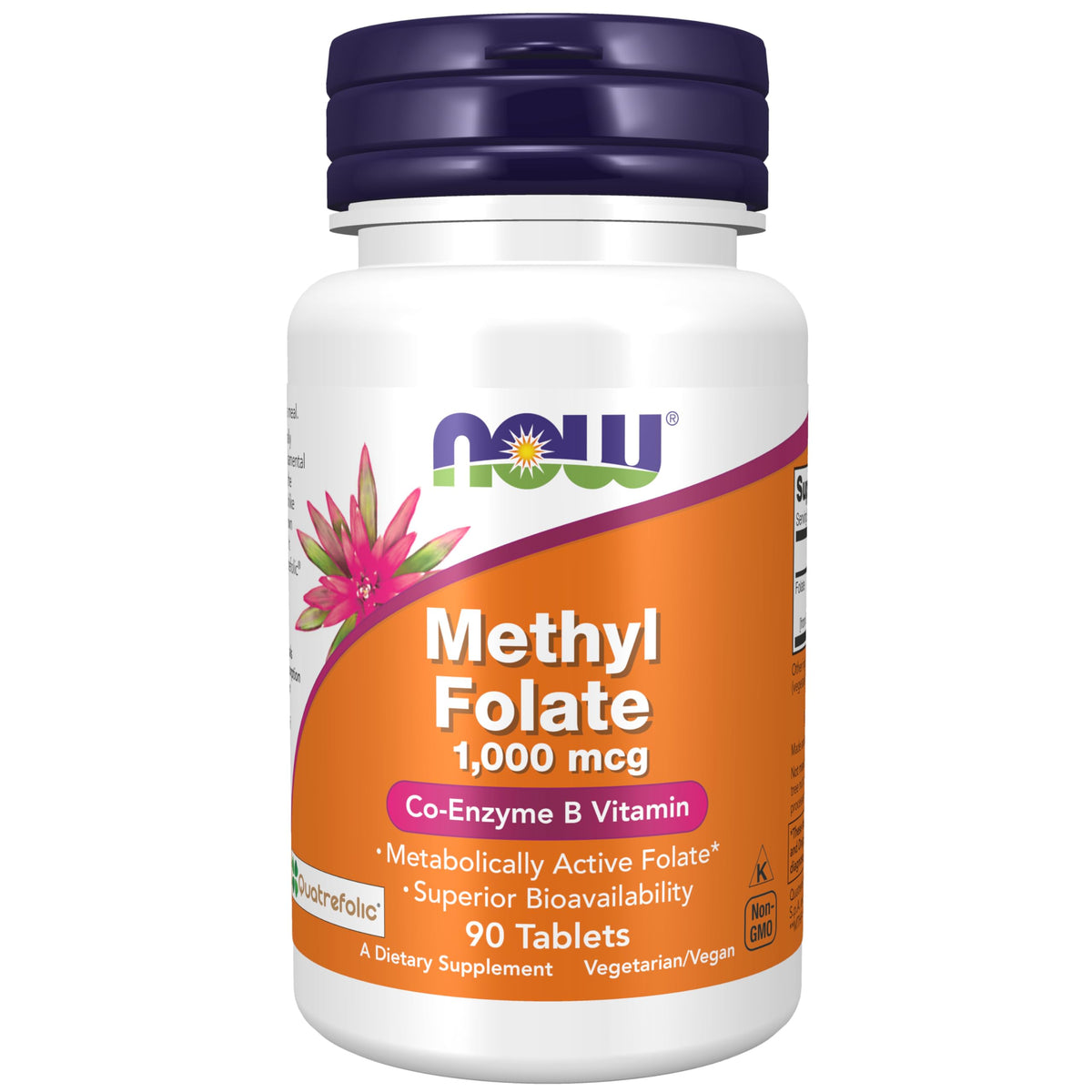 100% Genuine NOW Foods Methyl Folate 1000 mcg, 90 vegetarian tablets for superior bioavailability and active support.