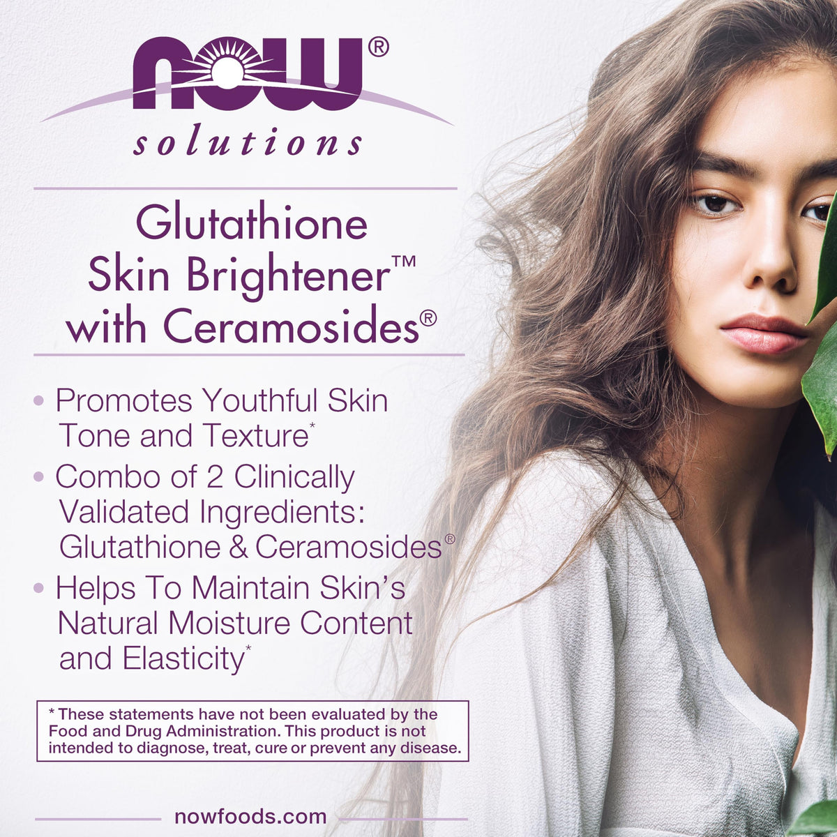 NOW Foods Glutathione Skin Brightener with Ceramosides, promotes youthful skin tone. Verified by CuratCart for quality assurance.