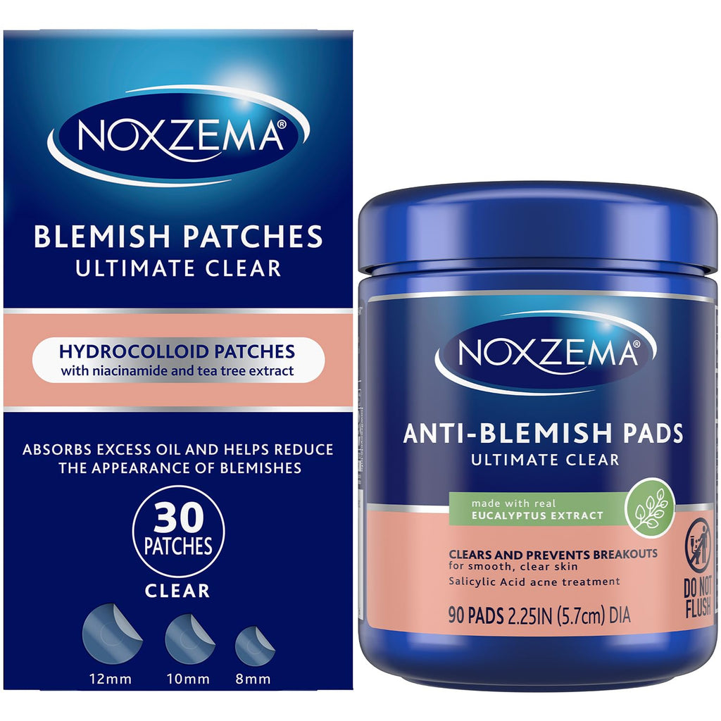 Authentic Noxzema Ultimate Clear Pimple Patches with tea tree extract. 30 patches to visibly reduce blemishes effectively.