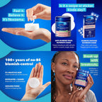 Noxzema pimple patches and anti-blemish pads displayed with a model. Target breakouts effectively with salicylic acid.