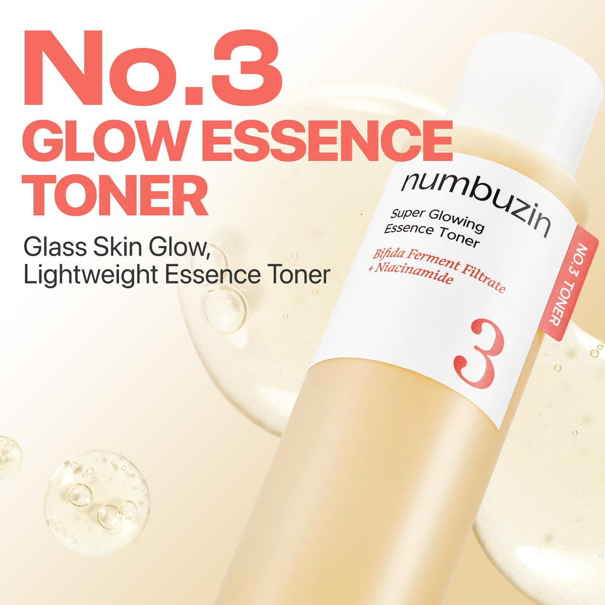 Numbuzin No.3 Super Glowing Essence Toner for glass skin glow. Order online now for a radiant complexion!
