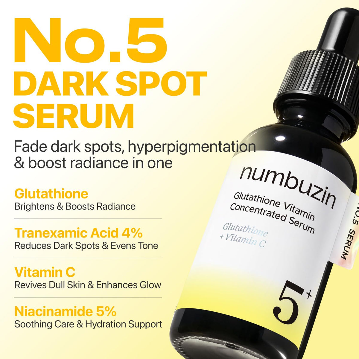 Numbuzin No.5 Dark Spot Serum available in India. Order online to fade dark spots and enhance skin radiance.