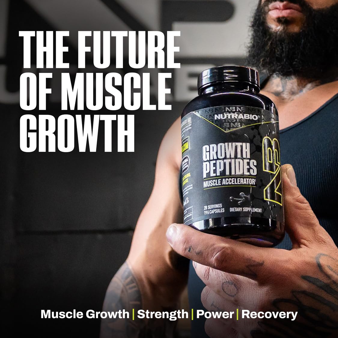Unlock muscle growth with NutraBio Growth Peptides Muscle Accelerator, specially curated by Curat Cart for your fitness journey.