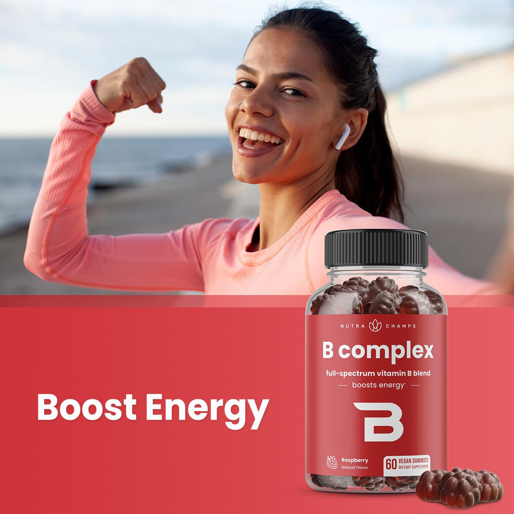 NutraChamps Vitamin B Complex Gummies boost energy and vitality. 100% Authentic and available at Curat Cart in India.