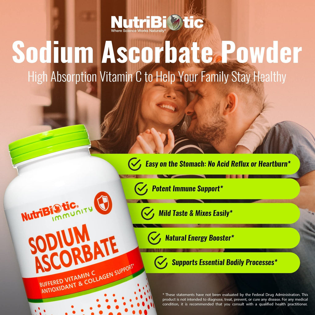 NutriBiotic Sodium Ascorbate Vitamin C offers high absorption for immunity support, 100% Authentic, available at Curat Cart.