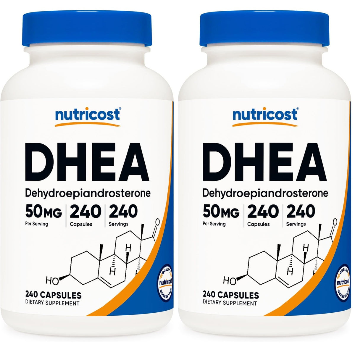 Nutricost DHEA supplement, 50mg, 240 capsules. Available in India. Order online at CuratCart for health support.