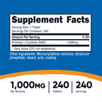 Nutricost N-Acetyl L-Cysteine offers 1000mg per serving, 100% Authentic and available at Curat Cart in India.