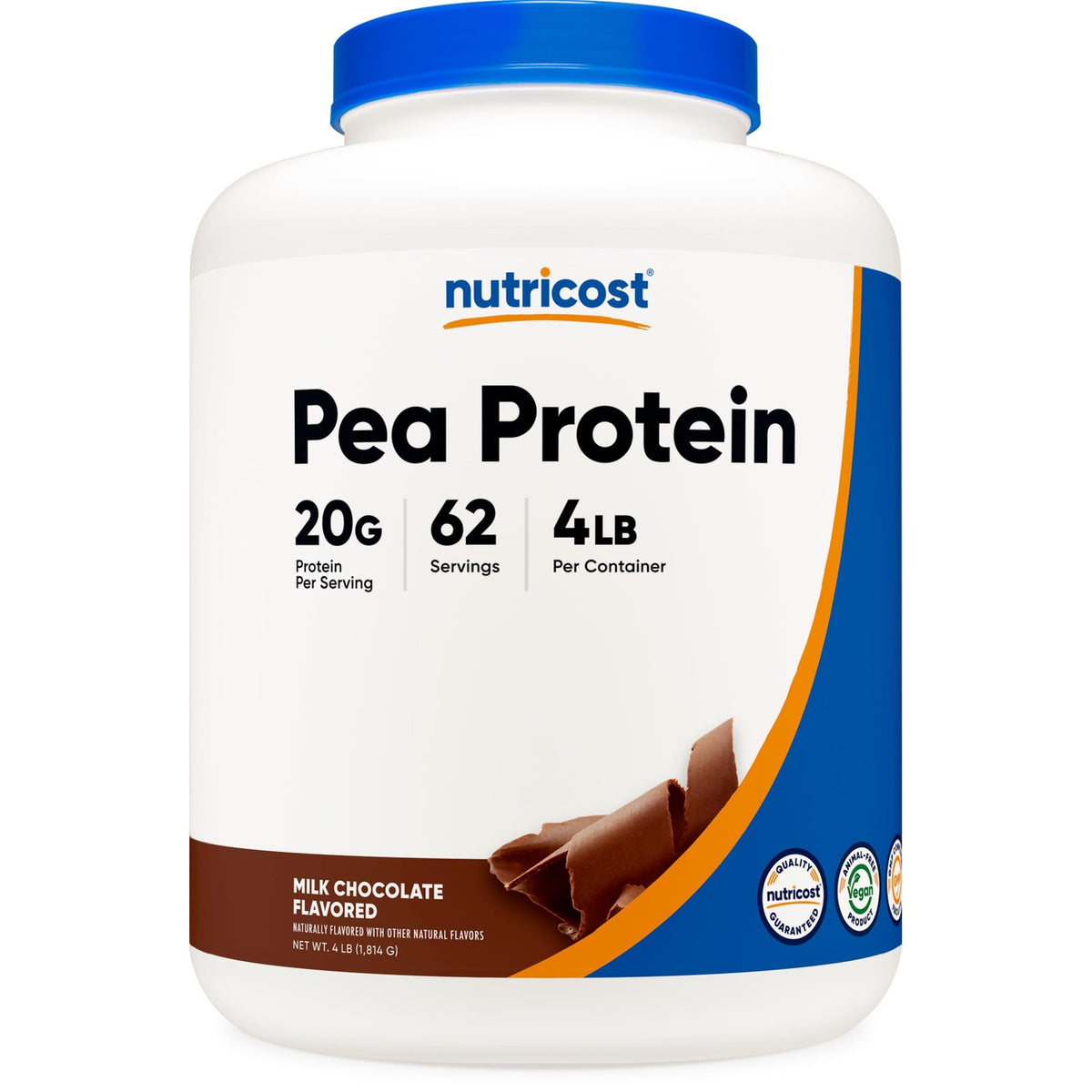 Nutricost Pea Protein Powder, premium imported milk chocolate flavored, offers 20g protein per serving. Available at Curat Cart.