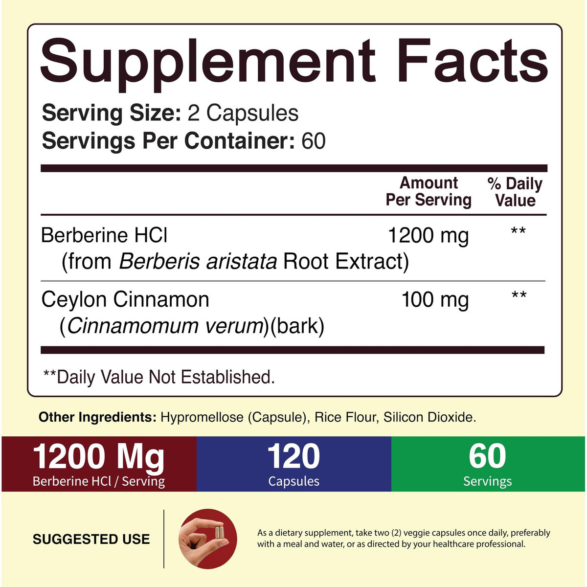 NutriFlair Berberine HCl Capsules offer 1200 mg per serving, 100% authentic and available in India at Curat Cart.
