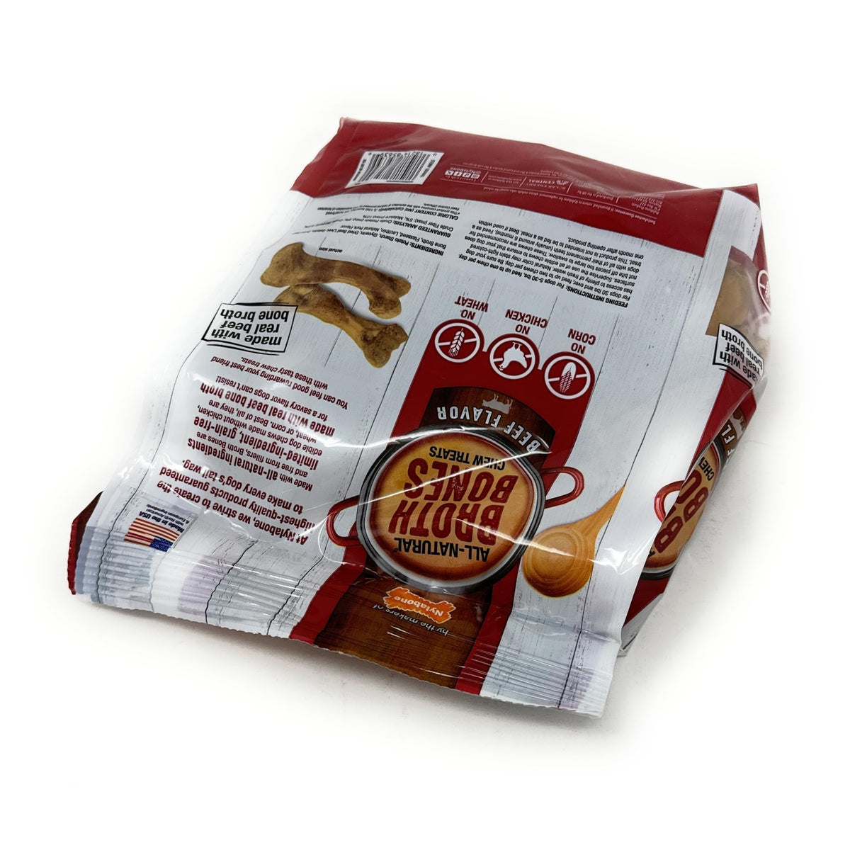 Nylabone Beef Broth Bones, 100% Authentic and available in India at Curat Cart, ideal for your dog's chewing pleasure.