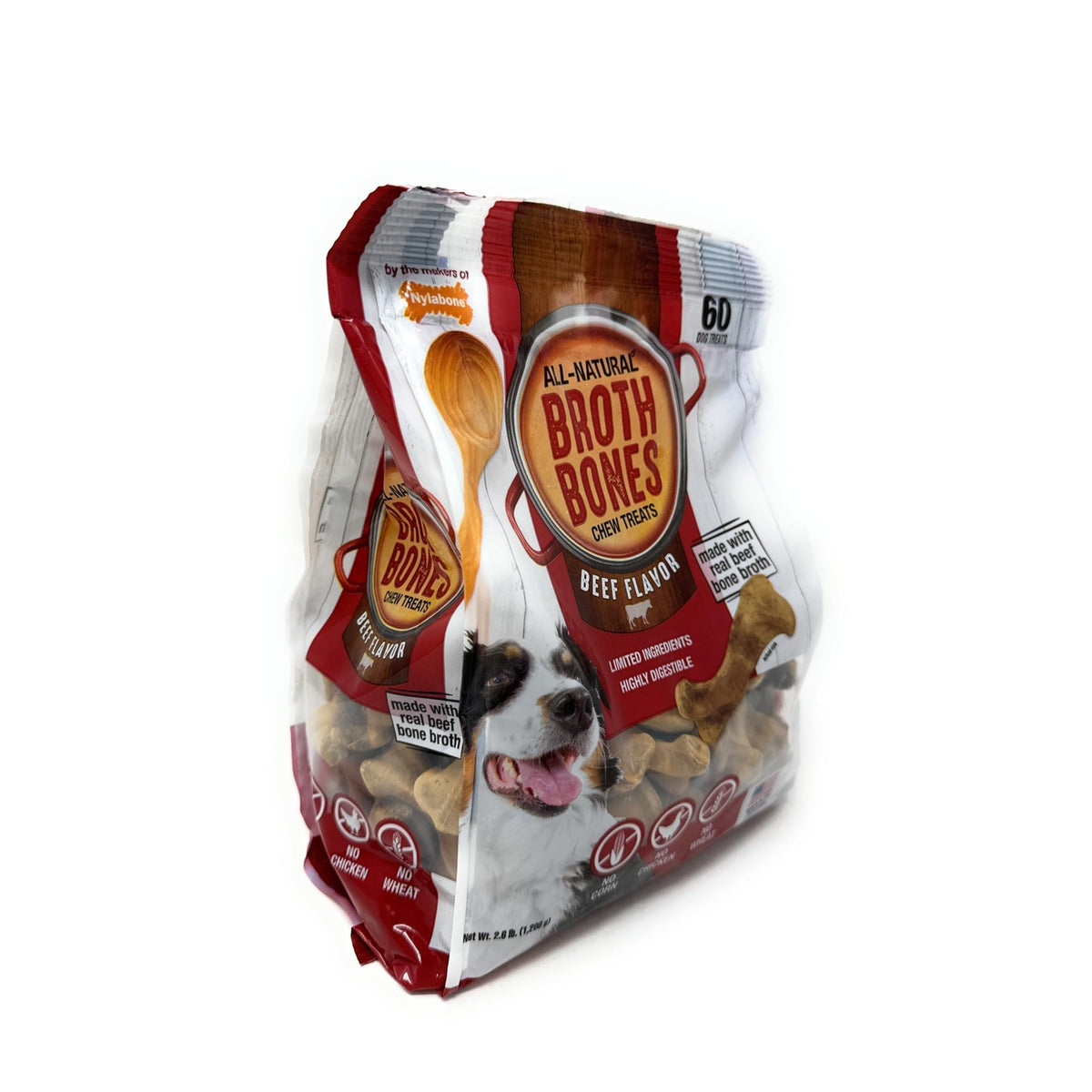 Nylabone Beef Broth Bones in all-natural packaging, 100% Authentic and available in India at Curat Cart.