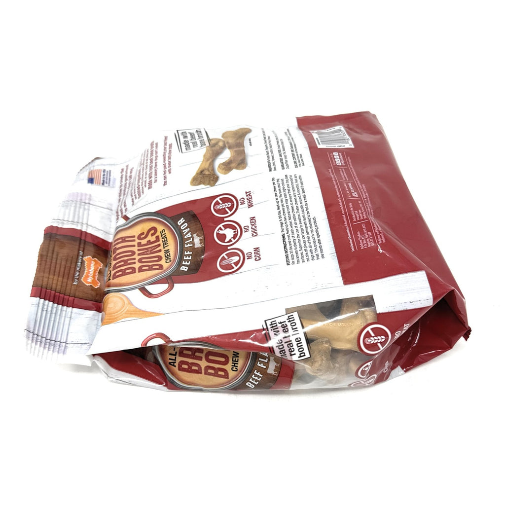 Discover Nylabone Beef Broth Bones in high-quality packaging, designed for dogs to enjoy. Available at Curat Cart.