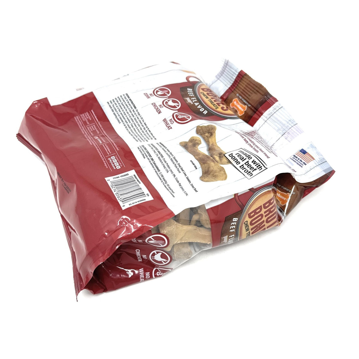 Nylabone Beef Broth Bones, specially curated by Curat Cart, offer irresistible flavor for your pet. Exclusive imported treat for discerning buyers.