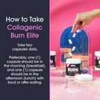 Obvi Burn Elite Thermogenic Collagen offers a convenient daily capsule regimen. Perfect for enhancing your wellness routine. Available at Curat Cart.