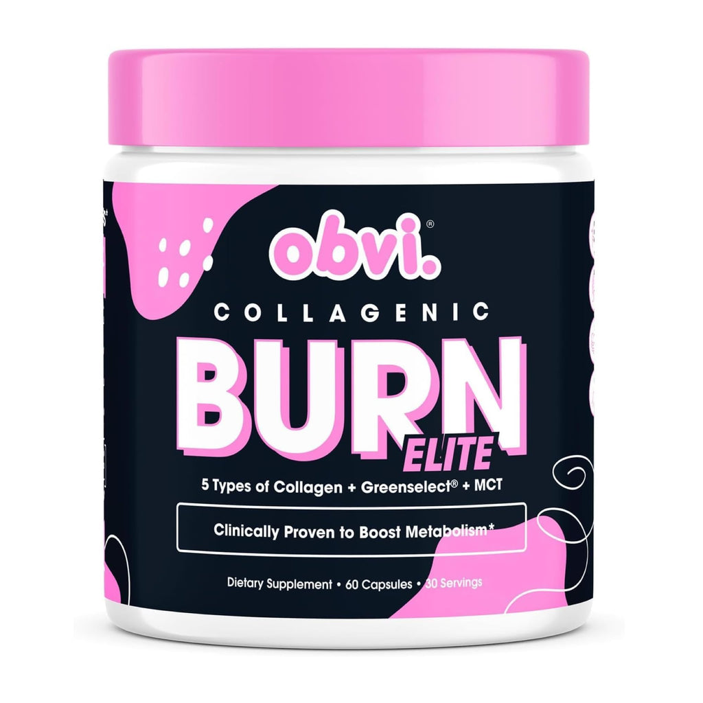 Obvi Burn Elite Thermogenic Collagen offers 5 collagen types and Greenset for metabolism support. Premium import available at Curat Cart.