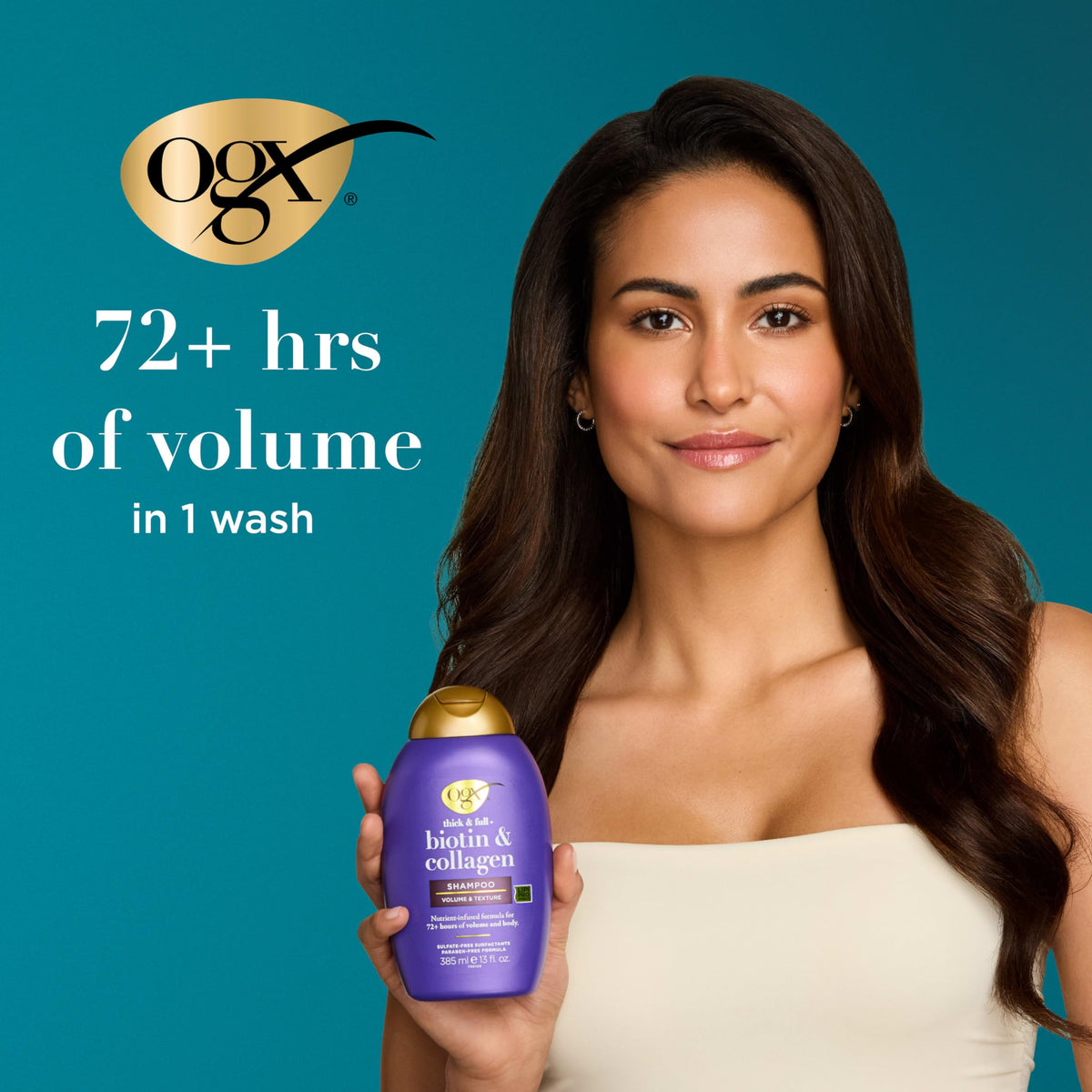 OGX Biotin Collagen Volumizing Shampoo - Back Label & Ingredients Details | buy 100% authentic product online in India via Cu