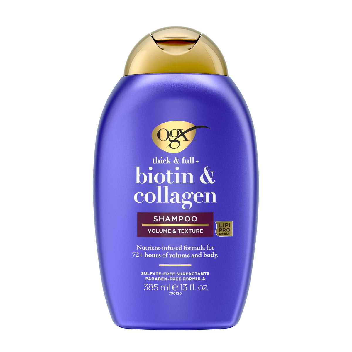 OGX Biotin Collagen Volumizing Shampoo - Front Packaging & Bottle View | genuine imported stock available in India at Curat C