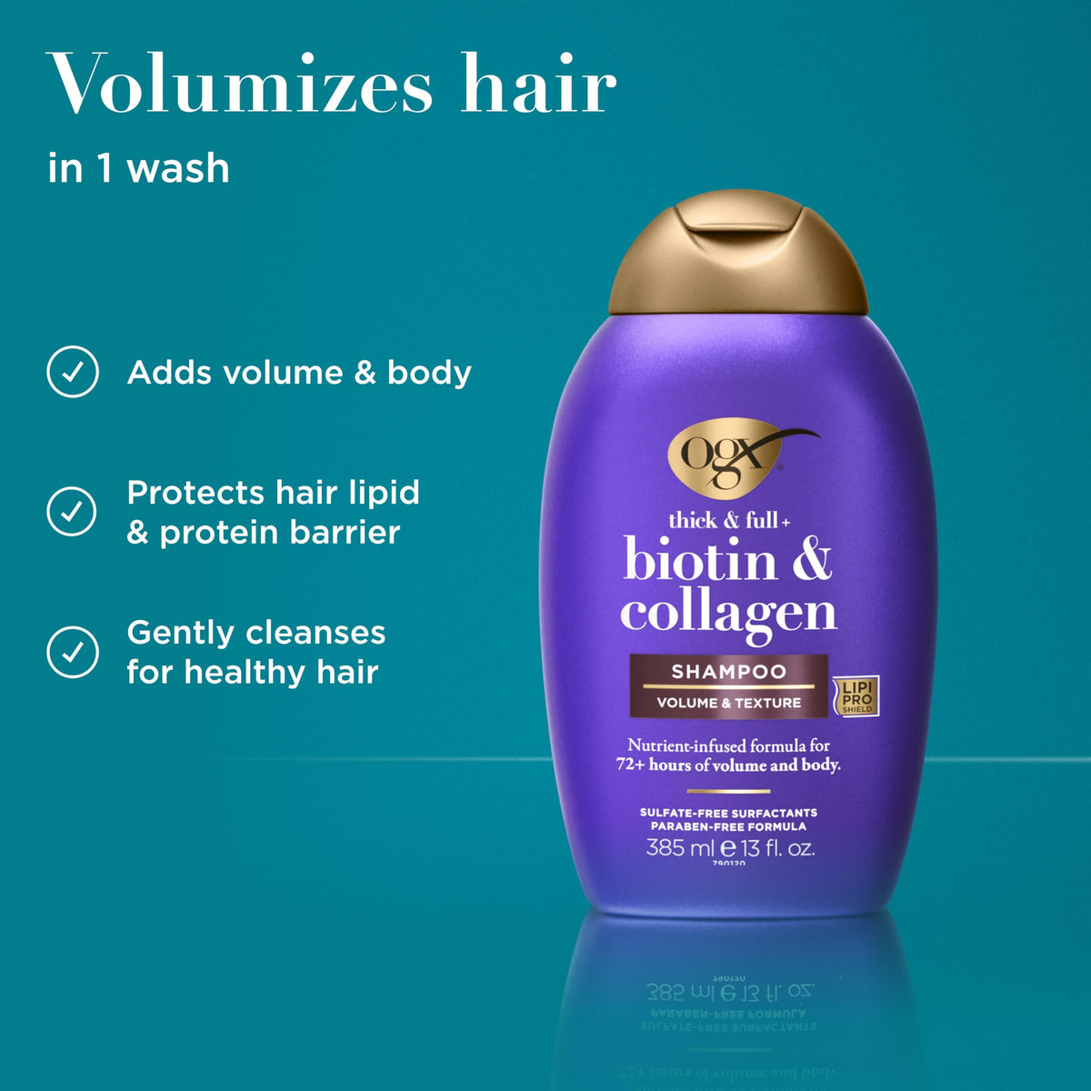 OGX Biotin Collagen Volumizing Shampoo - Texture, Swatch & Consistency | fast dispatch across India from Curat Cart