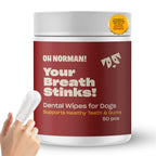 OH NORMAN Dog Dental Wipes, a premium import from Curat Cart, support healthy teeth and gums for dogs. Enjoy fresher breath today.