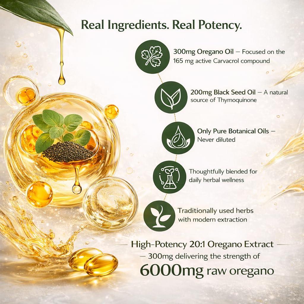 Oil of Oregano Softgels with 300mg oregano oil and 200mg black seed oil. 100% Authentic and available in India at Curat Cart.
