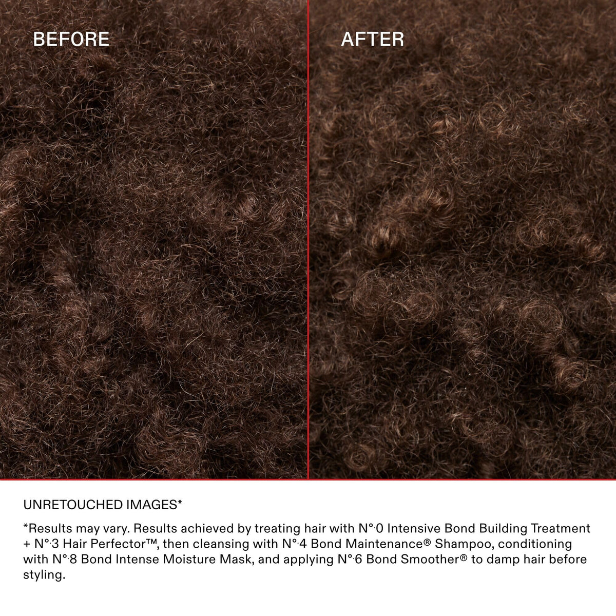 Transformative Olaplex N°.0 Bond Building Treatment shown in untouched before and after photos, highlighting premium results.