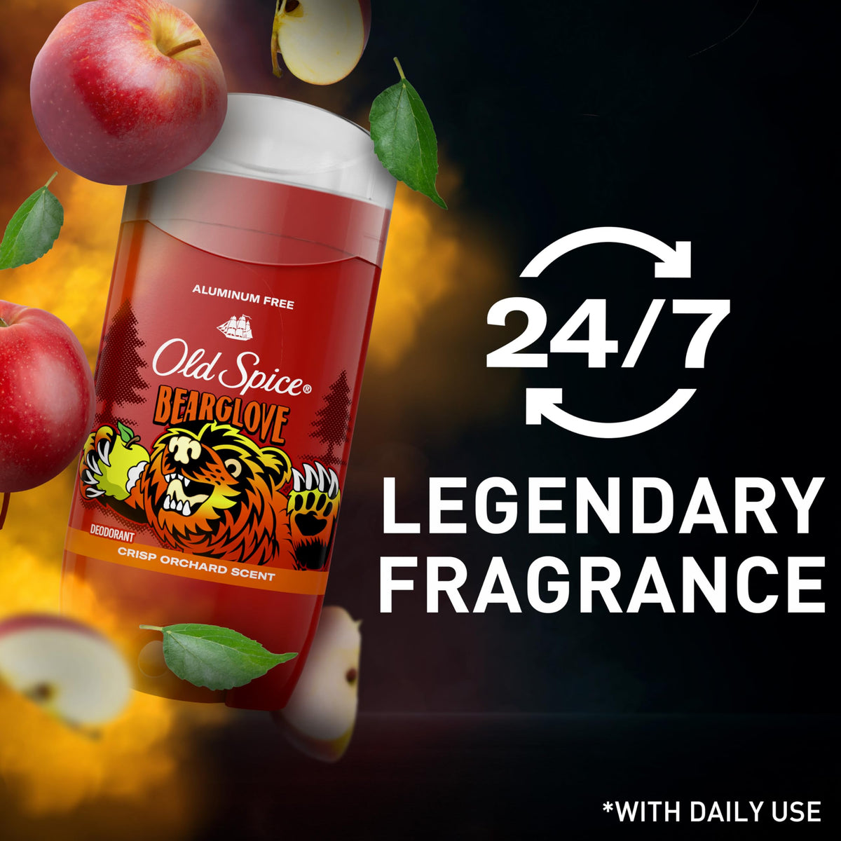 Experience the premium imported Old Spice Deodorant for Men, Bearglove variant, delivering a legendary crisp orchard scent. Available at Curat Cart.