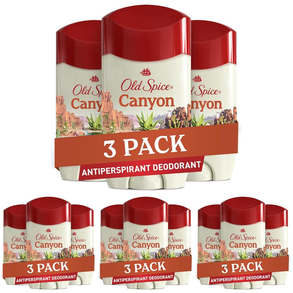 Premium imported Old Spice Canyon Antiperspirant & Deodorant 3-Pack for long-lasting freshness and odor protection.