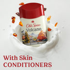 Old Spice Volcano Antiperspirant for men, featuring Dark Cedar + Amber scent, with skin conditioners for freshness.