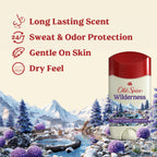 Old Spice Wilderness Antiperspirant offers long-lasting scent, 24/7 sweat and odor protection, and gentle feel on skin.