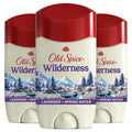 Experience authenticity with Old Spice Wilderness Antiperspirant, featuring lavender and spring water, 3-pack for lasting freshness.
