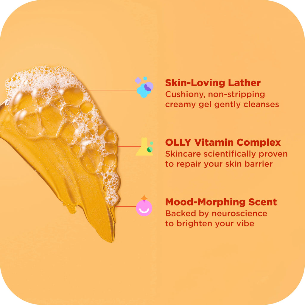 OLLY Body Wash Mixed Pack features a creamy gel lather enriched with OLLY Vitamin Complex for gentle cleansing. High-quality finish at Curat Cart.