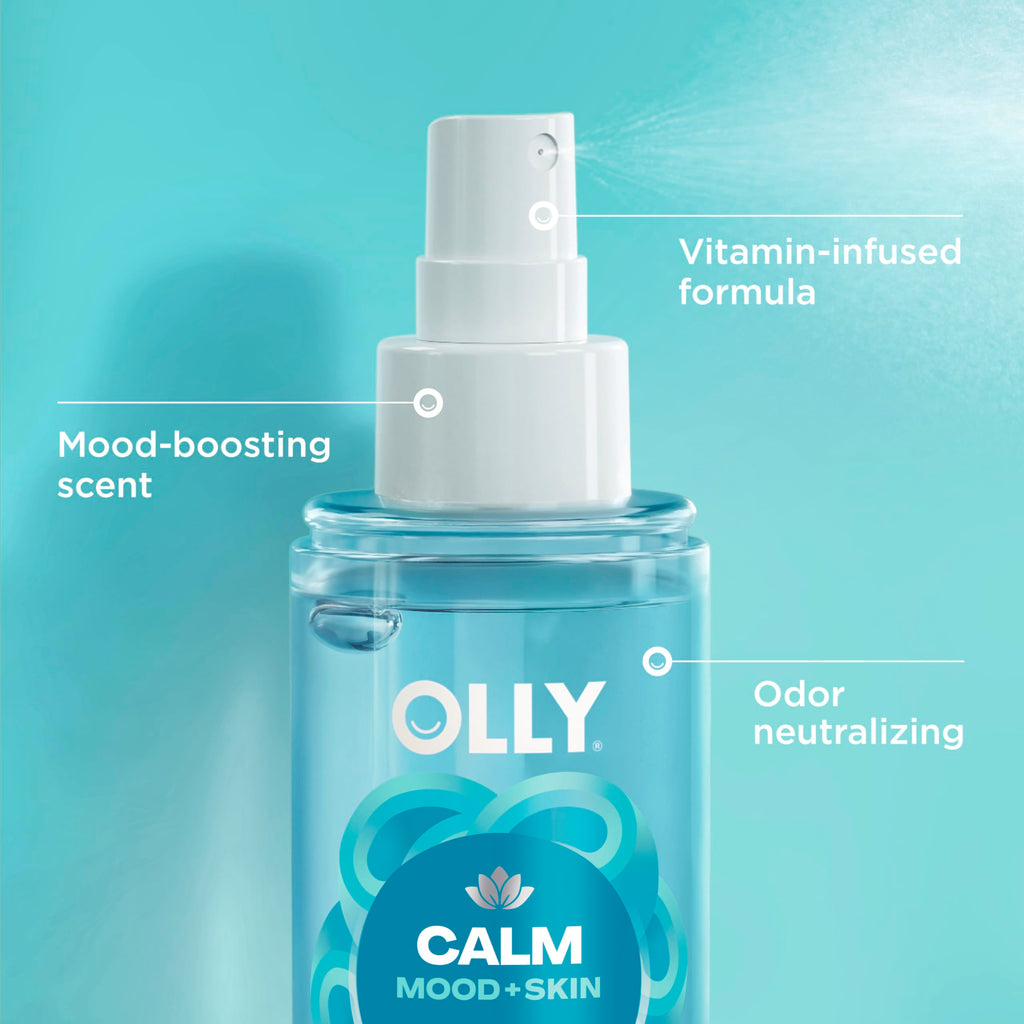 Discover OLLY Calm Body Mist with vitamin-infused formula, odor-neutralizing benefits, and premium packaging at Curat Cart.