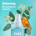 Discover the OLLY Calm Body Mist, featuring relaxing eucalyptus and amber notes, exclusively curated by Curat Cart.
