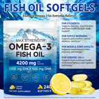 Max strength Omega 3 Fish Oil supplement offers 4200 mg per serving. 100% Authentic, available at Curat Cart in India.