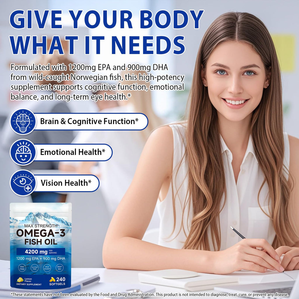 Curat Cart offers this premium Omega 3 Fish Oil Supplement, featuring 1200mg EPA and 900mg DHA for optimal health benefits.