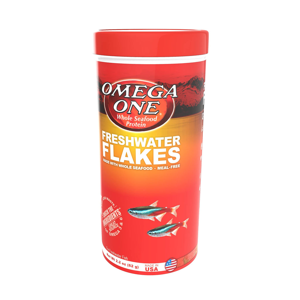 Omega One Freshwater Flakes in high-quality packaging, ideal for enhancing fish diets, available at Curat Cart.