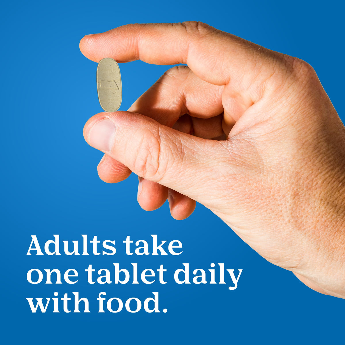One A Day Multivitamin for Men: Original packaging shows a hand holding a tablet, emphasizing daily health benefits.
