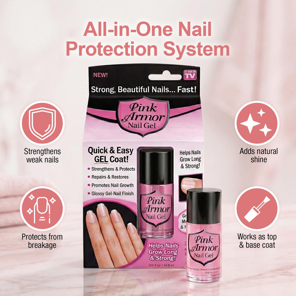 Ontel Armor Nail Gel in official packaging, strengthens weak nails and adds a natural shine. Available at Curat Cart.