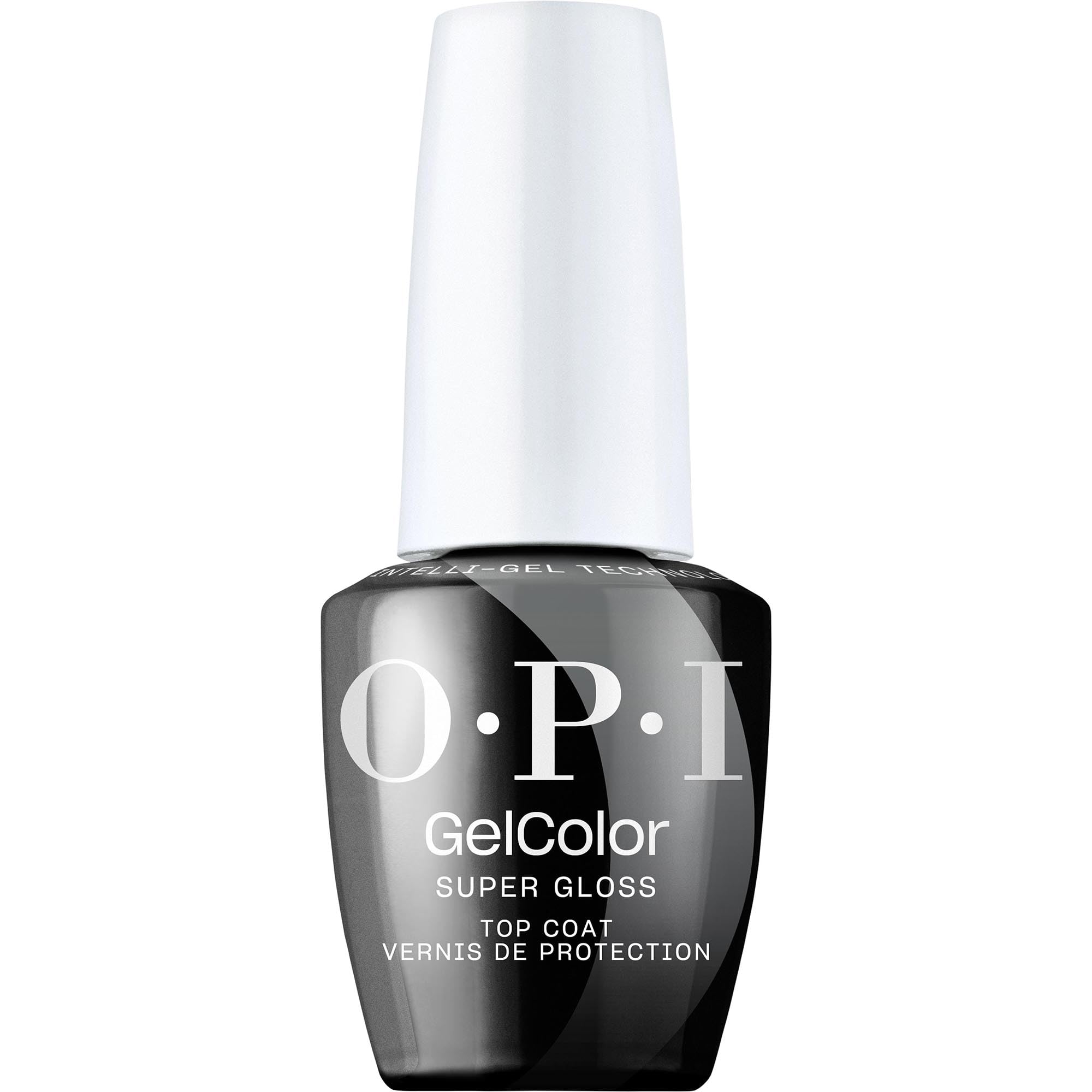 Premium imported OPI GelColor Top Coat for super glossy finish; perfect for long-lasting nail adhesion and protection.