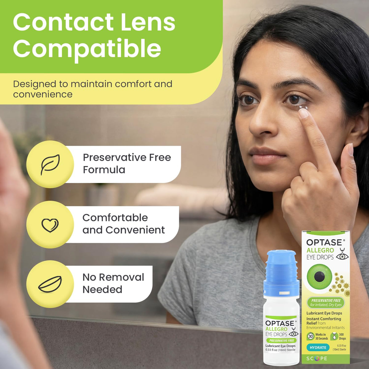 Optase Allegro Lubricant Eye Drops ensure comfort and convenience for contact lens users. Perfect for daily use at Curat Cart.