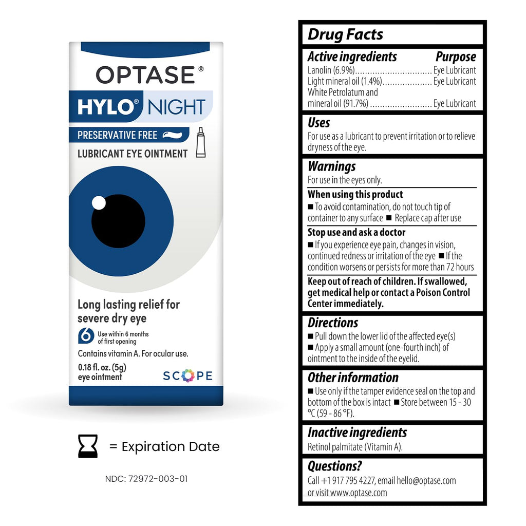OPTASE HYLO Night Eye Ointment offers long-lasting relief for severe dry eye. 100% Authentic, available at Curat Cart in India.