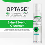 OPTASE TTO Eyelid Cleansing Gel, a preservative-free 3-in-1 formula with Tea Tree Oil to cleanse, soothe, and moisturize lids and lashes.