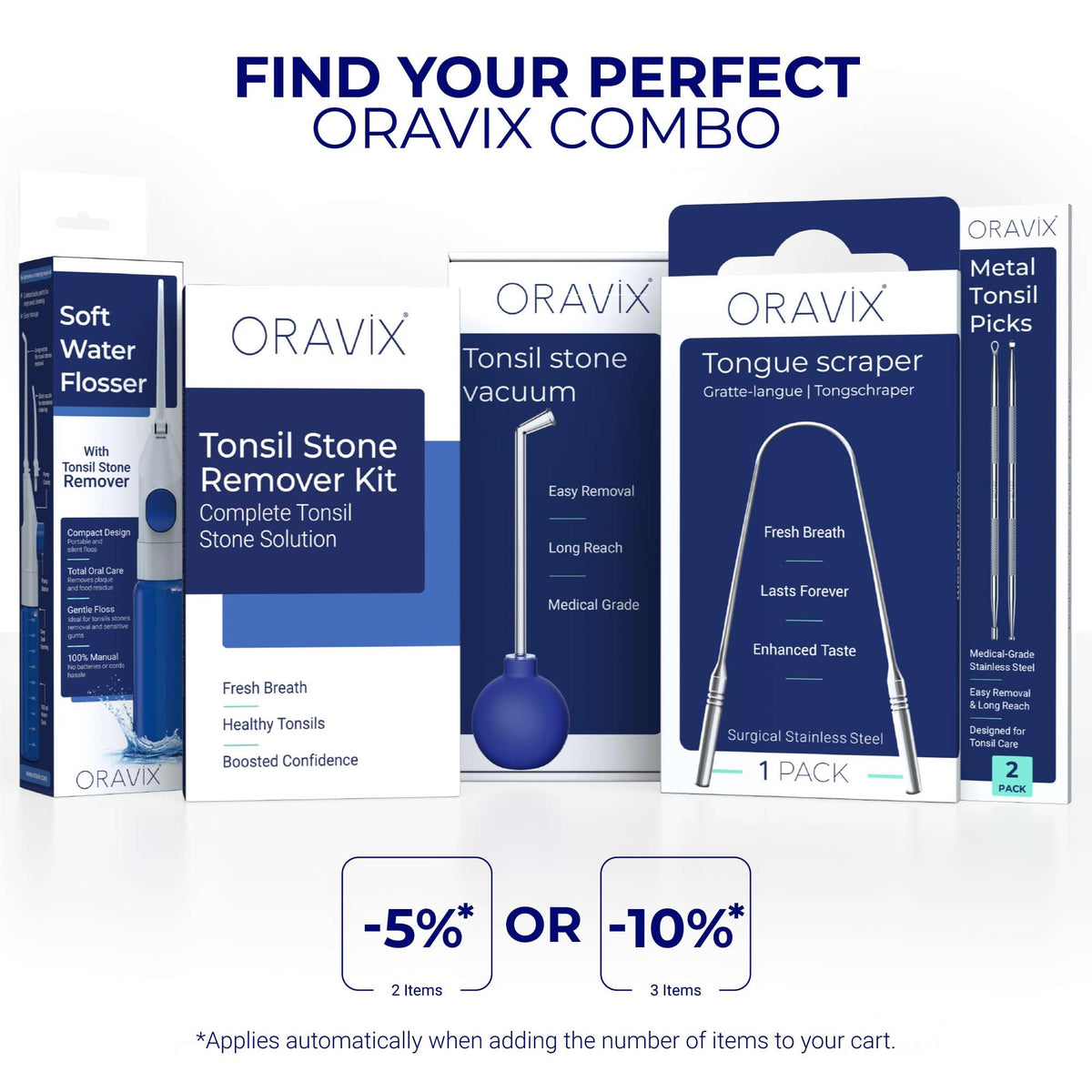 Discover the Oravix Tonsil Stone Remover Tool in premium packaging, designed for effective tonsil care. Available at Curat Cart.