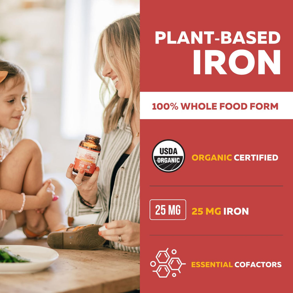 Organic Iron Supplement with 25 mg iron, USDA Organic certified, available at Curat Cart for trusted health in India.