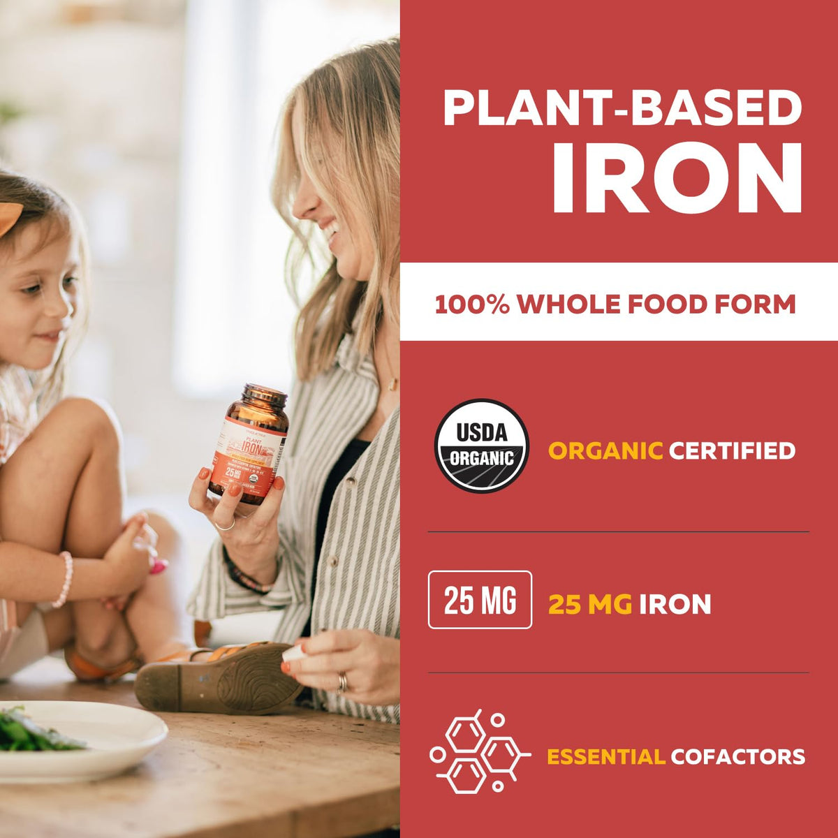 Organic Iron Supplement with 25 mg iron, USDA Organic certified, available at Curat Cart for trusted health in India.